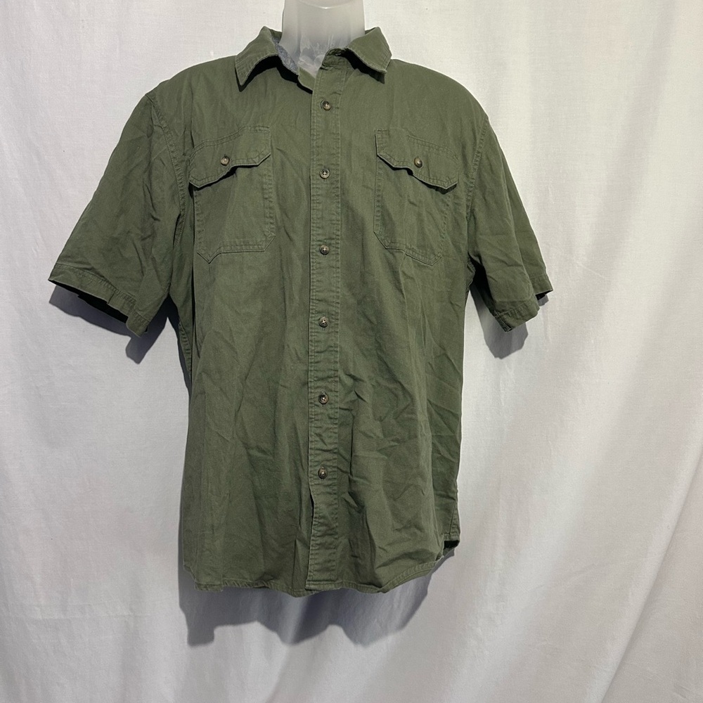 Wrangler Men’s Olive Green Short Sleeve Button Down Shirt Size L - Picture 1 of 3